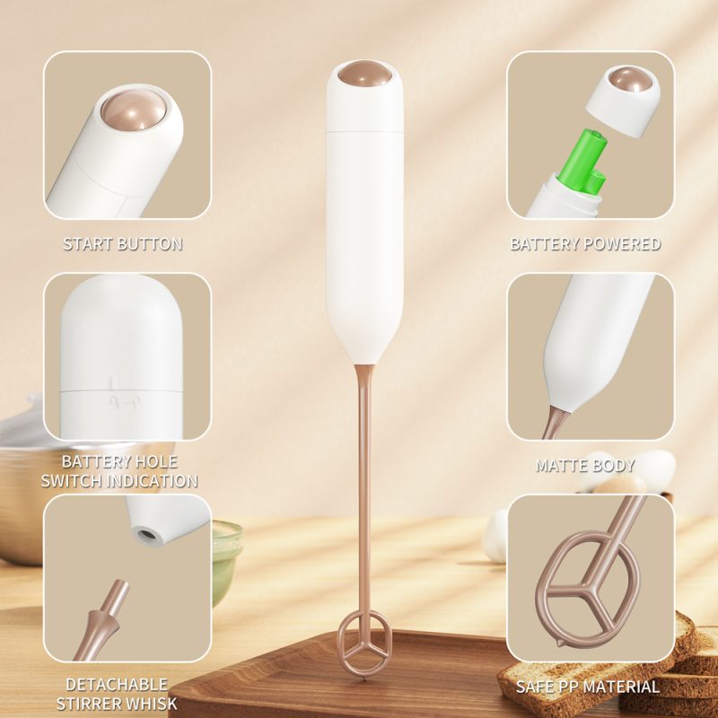 KJBQ-21J KLT Alkaline Battery Electric Milk Frother Food Automatic Milk Forther Coffee Foamer Mixer Mixer Coffee Kitchen with Base - Image 5