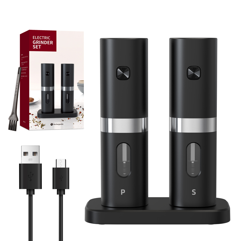 KYMQ-7C Base Charging Salt And Pepper Electric Grinder Set with Base Kitchen Tools and Utensils