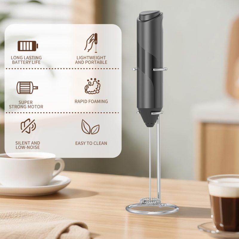 KJBQ-4-BS KLT Dark Knight Series Multiple Colors Alkaline Battery Electric Milk Frother Automatic Milk Forther Coffee Foamer Mixer Coffee Kitchen with Base - Image 17