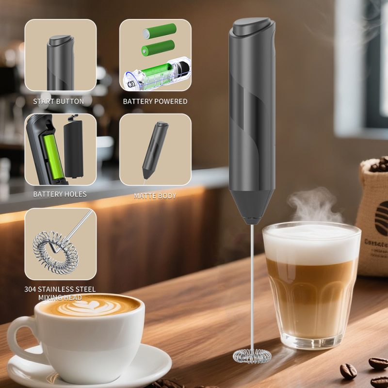 KJBQ-4 KLT Dark Knight Series Alkaline Battery Electric Milk Frother Automatic Milk Forther Coffee Foamer Mixer  Coffee Kitchen - Image 2