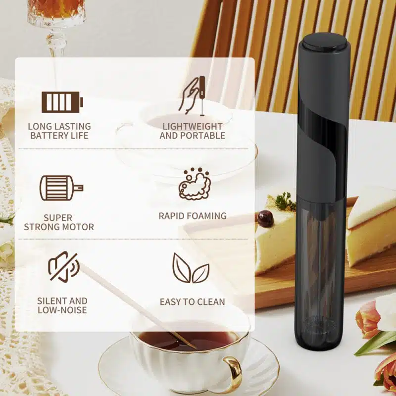 2025 AA Batteries Milk Frother KJBQ-64 with Storage Sleeve Electric Milk Frother Automatic Handheld Milk Frother Coffee Foamer Mixer Coffee Kitchen - Image 6