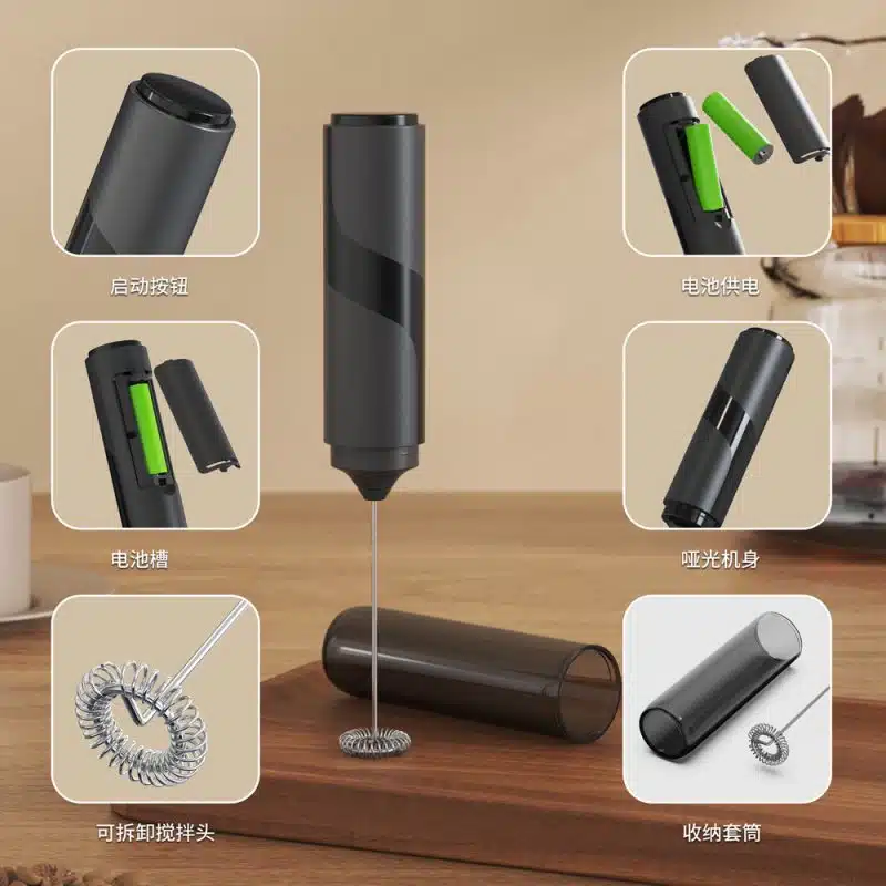 2025 AA Batteries Milk Frother KJBQ-64 with Storage Sleeve Electric Milk Frother Automatic Handheld Milk Frother Coffee Foamer Mixer Coffee Kitchen - Image 10