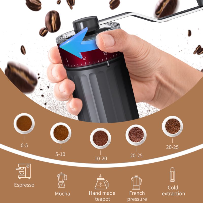 KMDJ-HC KLT New Arrival Manual Coffee Grinder Coffee Grinder Ceramic Burr Version with External Coarseness Adjustment RingSmart Coffee Maker For Household - Image 14