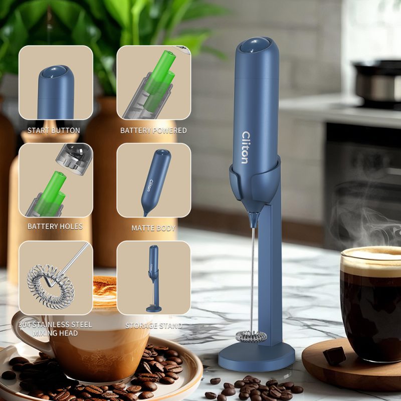 KJBQ-21-BSA7 KLT Alkaline Batteries Electric Milk Frother Automatic Milk Forther Coffee Foamer Mixer Coffee Kitchen with an Innovative Stand - Image 27
