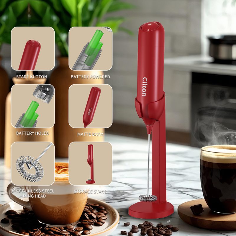KJBQ-21-BSA7 KLT Alkaline Batteries Electric Milk Frother Automatic Milk Forther Coffee Foamer Mixer Coffee Kitchen with an Innovative Stand - Image 19