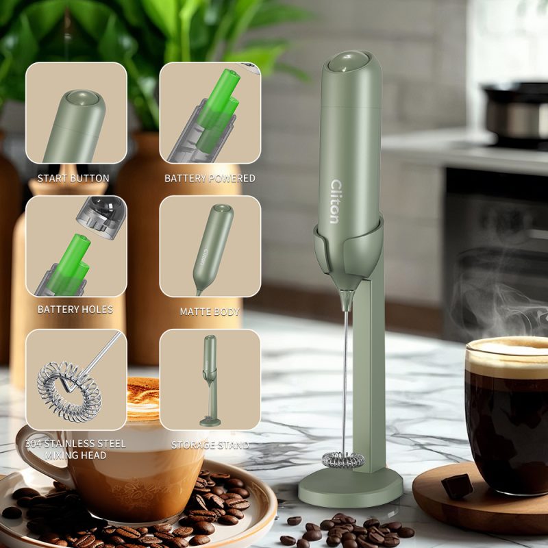 KJBQ-21-BSA7 KLT Alkaline Batteries Electric Milk Frother Automatic Milk Forther Coffee Foamer Mixer Coffee Kitchen with an Innovative Stand - Image 24