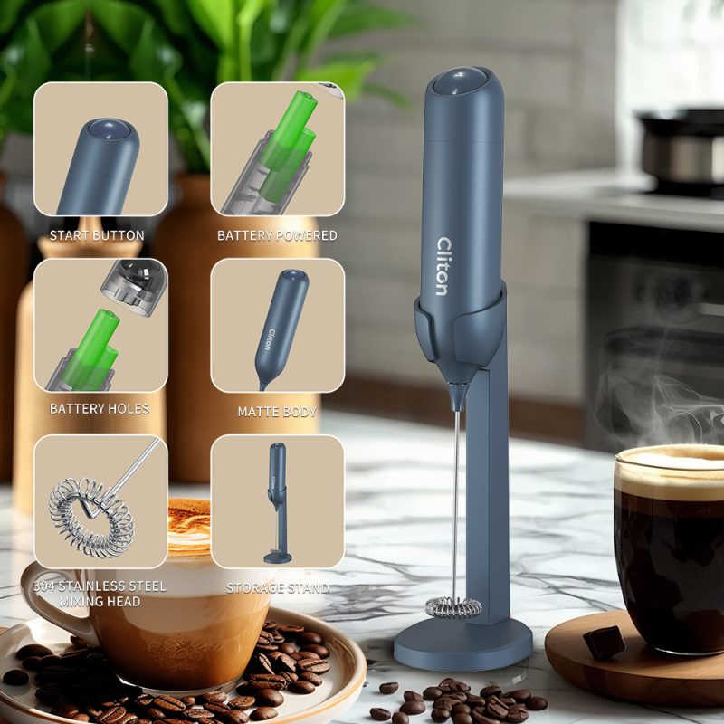 KJBQ-21-BSA7 KLT Alkaline Batteries Electric Milk Frother Automatic Milk Forther Coffee Foamer Mixer Coffee Kitchen with an Innovative Stand - Image 21