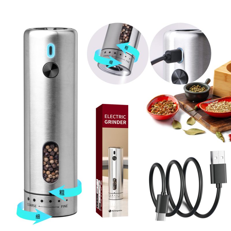 KYMQ-75A KLT New Arrival Rechargeable Stainless Steel Electric Gravity Sensing Pepper And Salt Grinder Mill with External Coarseness Adjustable Ring - Image 19