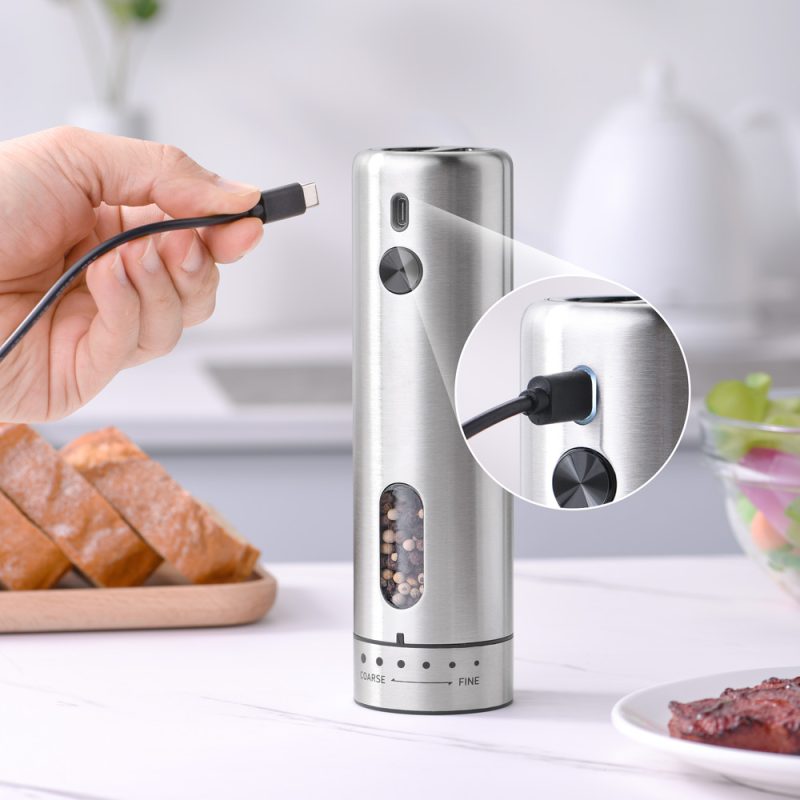 KYMQ-75A KLT New Arrival Rechargeable Stainless Steel Electric Gravity Sensing Pepper And Salt Grinder Mill with External Coarseness Adjustable Ring - Image 20