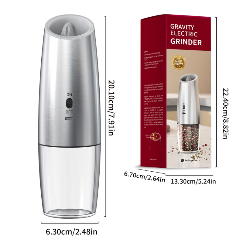 KYMQ-57A KLT Rechargeable Electric Pepper Grinder Stainless Steel Casing - Image 2