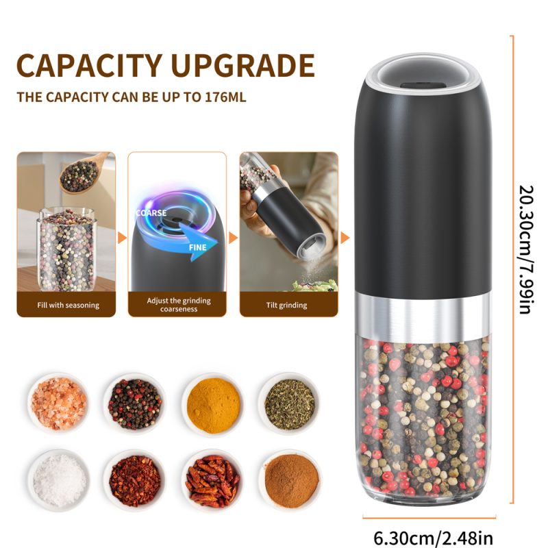 KYMQ-60B KLT New Arrival Alkaline Battery Gravity Sensing Pepper And Salt Grinder Mill - Image 4
