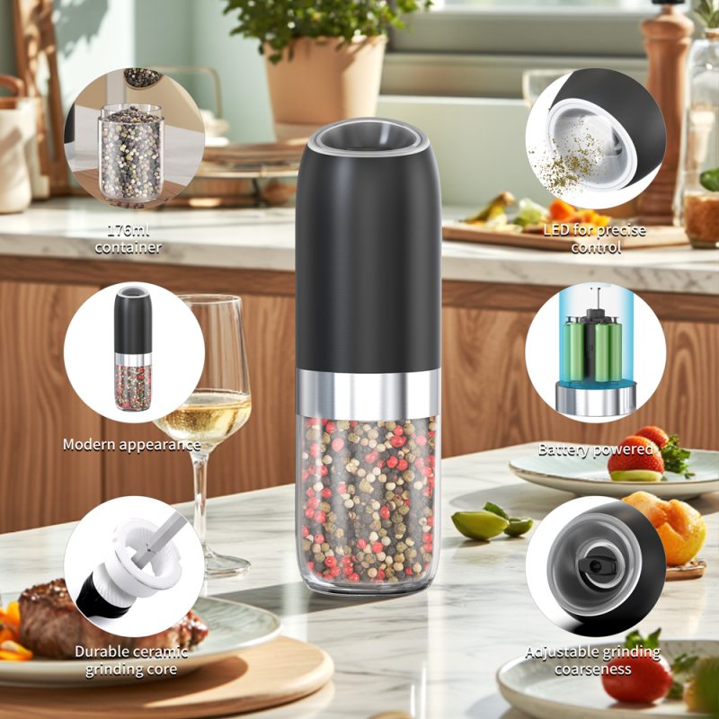 KYMQ-60B KLT New Arrival Alkaline Battery Gravity Sensing Pepper And Salt Grinder Mill - Image 5