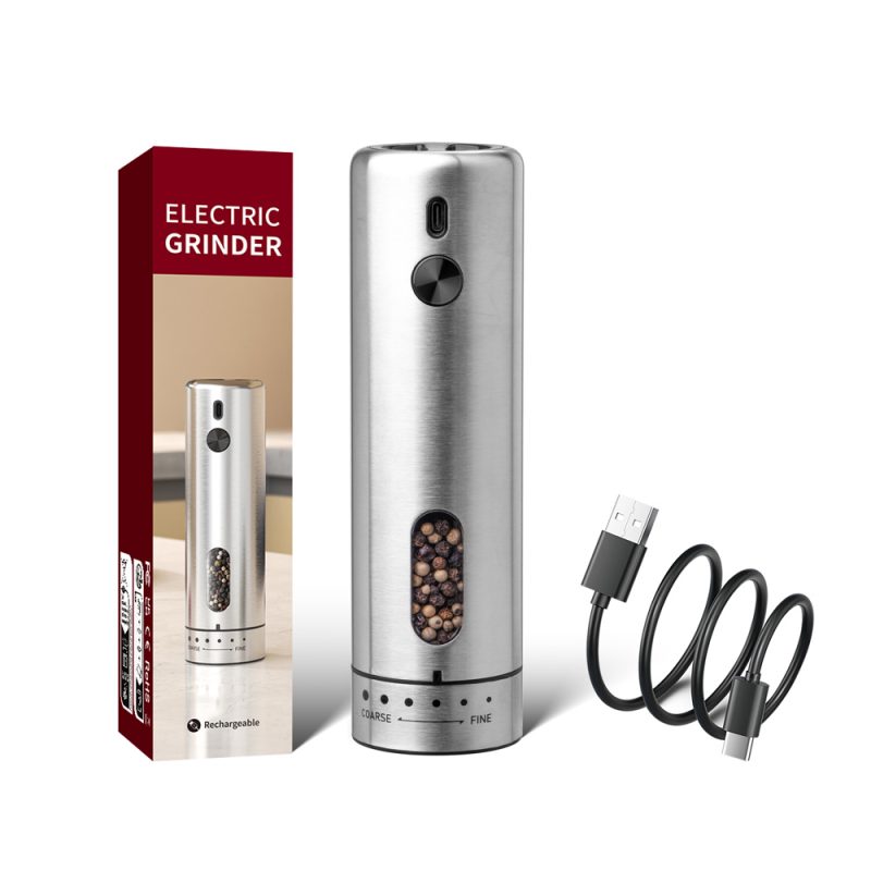 KYMQ-75A KLT New Arrival Rechargeable Stainless Steel Electric Gravity Sensing Pepper And Salt Grinder Mill with External Coarseness Adjustable Ring - Image 3