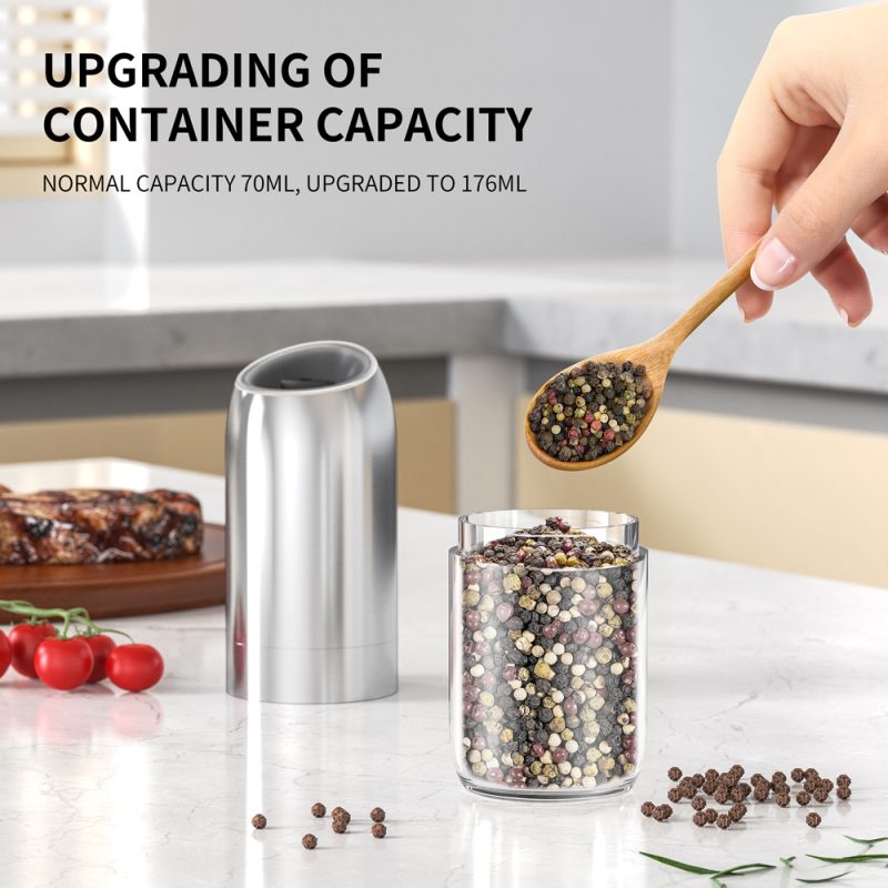 KYMQ-63B KLT New Arrival Alkaline Battery Gravity Sensing Pepper And Salt Grinder Mill Stainless Steel Casing - Image 6