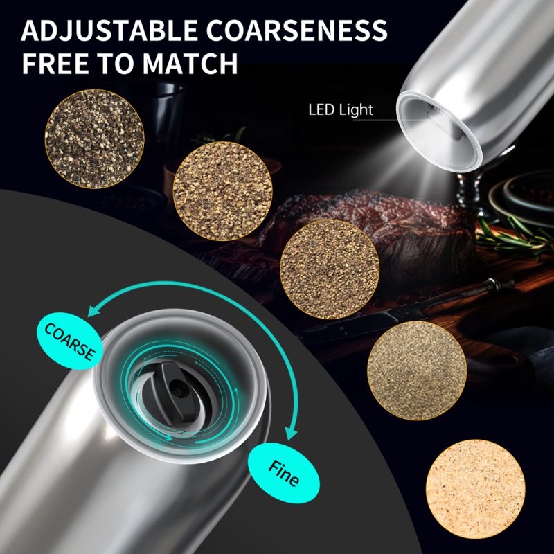 KYMQ-63B KLT New Arrival Alkaline Battery Gravity Sensing Pepper And Salt Grinder Mill Stainless Steel Casing - Image 9