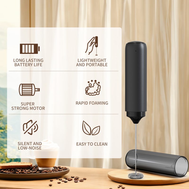 KJBQ-65 KLT Multiple Colors Rechargable Portable Electric Milk Frother Automatic Milk Forther Coffee Foamer Mixer Coffee Kitchen with Storage Sleeve - Image 5