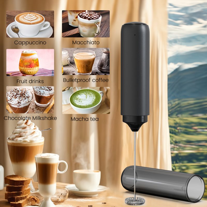 KJBQ-65 KLT Multiple Colors Rechargable Portable Electric Milk Frother Automatic Milk Forther Coffee Foamer Mixer Coffee Kitchen with Storage Sleeve - Image 7