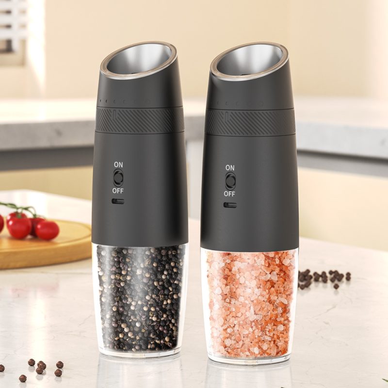 DGS-KYMQ-48A KLT New Arrival 2 pcs Rechargeable Gravity Sensing Electric Gravity Sensing Pepper And Salt Grinder Mill with External Coarseness Adjustable Ring - Image 6