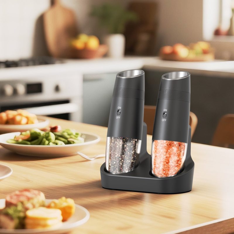 KYMQ-48C KLT New Arrival Base Charging Rechargeable Gravity Sensing Electric Gravity Sensing Pepper And Salt Grinder Mill with External Coarseness Adjustable Ring - Image 3