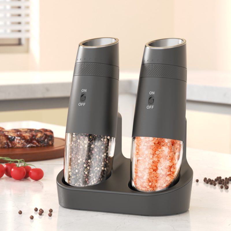 KYMQ-48C KLT New Arrival Base Charging Rechargeable Gravity Sensing Electric Gravity Sensing Pepper And Salt Grinder Mill with External Coarseness Adjustable Ring - Image 4