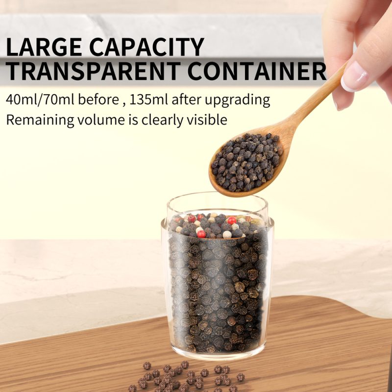 KYMQ-48A KLT New Arrival Rechargeable Gravity Sensing Electric Gravity Sensing Pepper And Salt Grinder Mill with External Coarseness Adjustable Ring - Image 12
