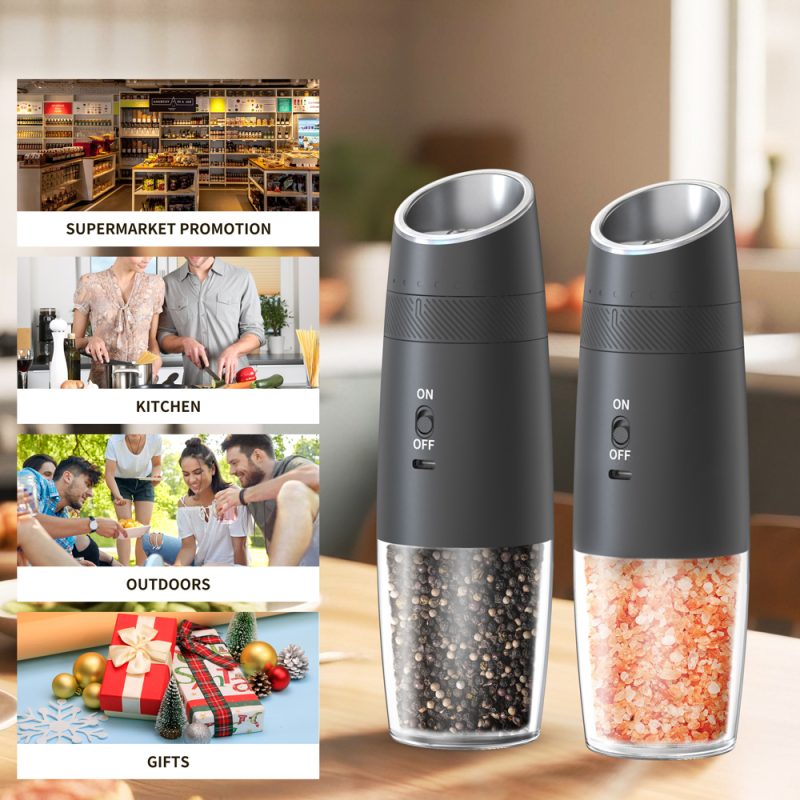 DGS-KYMQ-48A KLT New Arrival 2 pcs Rechargeable Gravity Sensing Electric Gravity Sensing Pepper And Salt Grinder Mill with External Coarseness Adjustable Ring - Image 12