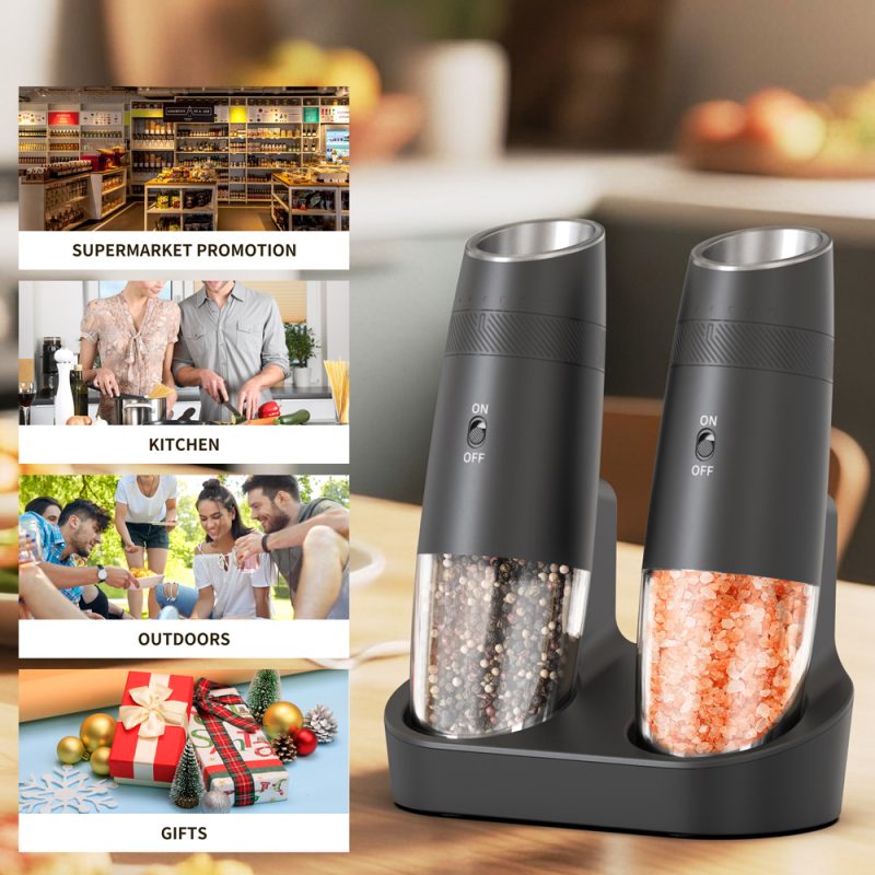 KYMQ-48C KLT New Arrival Base Charging Rechargeable Gravity Sensing Electric Gravity Sensing Pepper And Salt Grinder Mill with External Coarseness Adjustable Ring - Image 6
