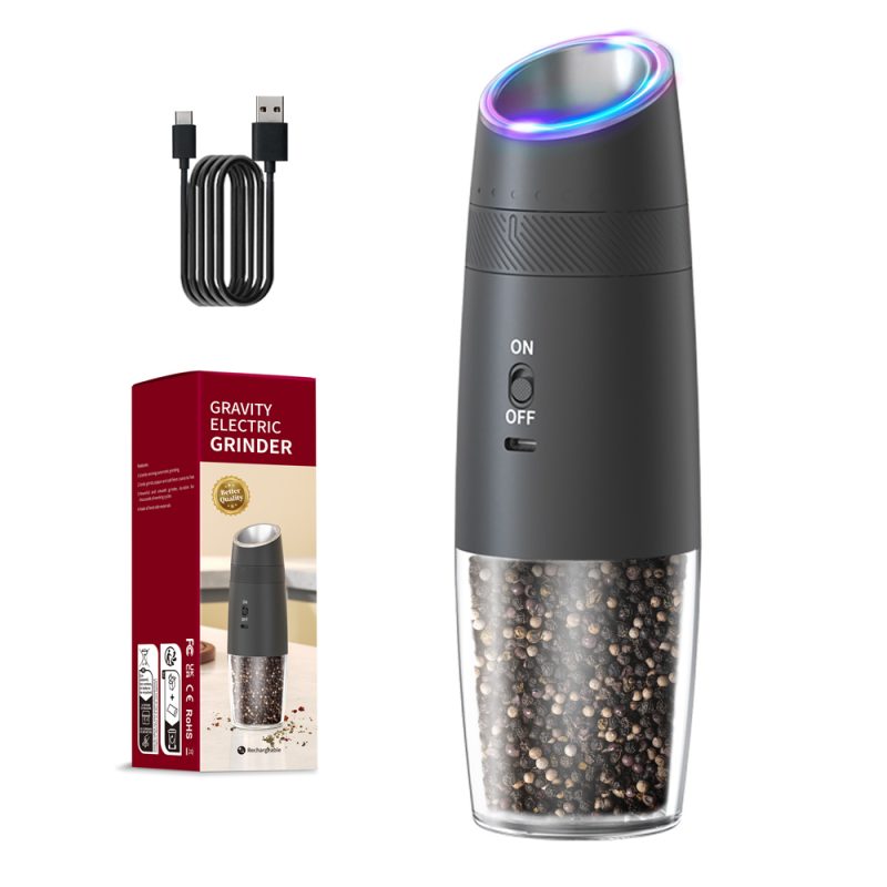 KYMQ-48A KLT New Arrival Rechargeable Gravity Sensing Electric Gravity Sensing Pepper And Salt Grinder Mill with External Coarseness Adjustable Ring - Image 3