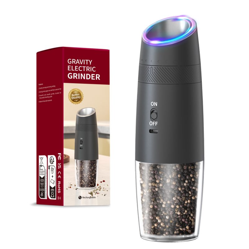 KYMQ-48A KLT New Arrival Rechargeable Gravity Sensing Electric Gravity Sensing Pepper And Salt Grinder Mill with External Coarseness Adjustable Ring - Image 4