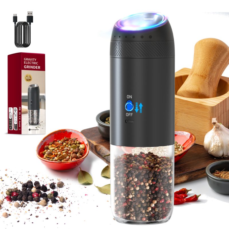 KYMQ-71A KLT New Arrival Rechargeable Electric Gravity Sensing Pepper And Salt Grinder Mill with External Coarseness Adjustable Ring - Image 6