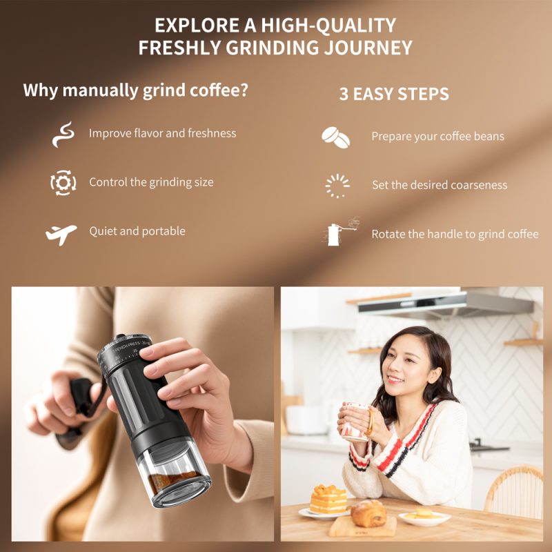 KMDJ-HC KLT New Arrival Manual Coffee Grinder Coffee Grinder Ceramic Burr Version with External Coarseness Adjustment RingSmart Coffee Maker For Household - Image 21