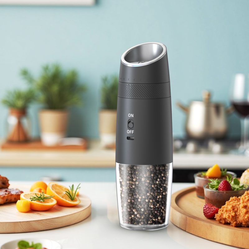 KYMQ-48A KLT New Arrival Rechargeable Gravity Sensing Electric Gravity Sensing Pepper And Salt Grinder Mill with External Coarseness Adjustable Ring - Image 7