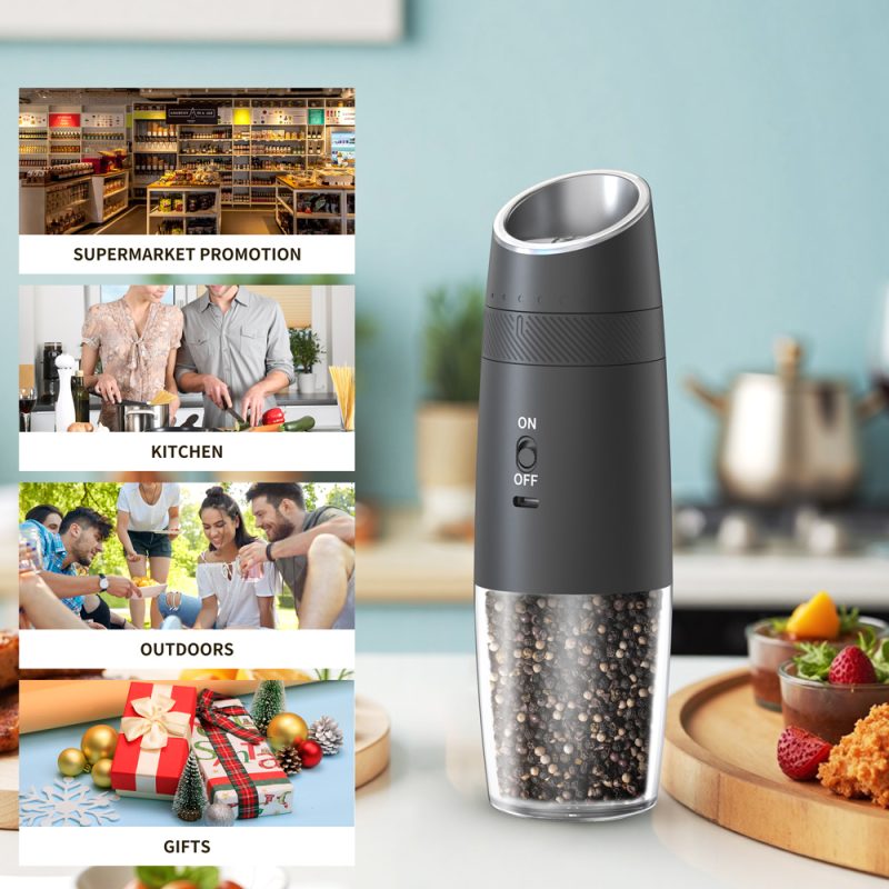 KYMQ-48A KLT New Arrival Rechargeable Gravity Sensing Electric Gravity Sensing Pepper And Salt Grinder Mill with External Coarseness Adjustable Ring - Image 9