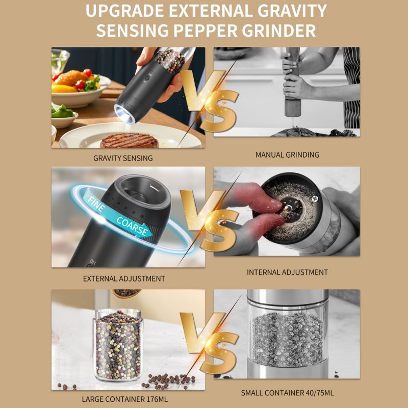 DGS-KYMQ-71A KLT New Arrival Gravity Sensing Rechargeable Electric Salt And Pepper Grinder - Image 4