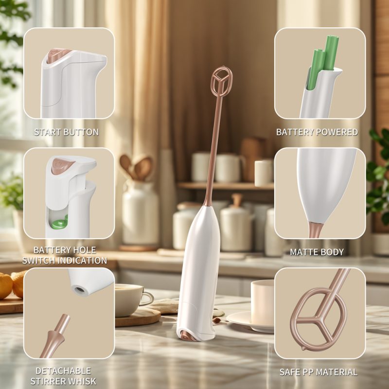 Egg Beater Factory KJBQ-93J KLT Alkaline Battery Electric Milk Frother Food Automatic Milk Forther Coffee Foamer Mixer Mixer Coffee Kitchen with Base - Image 2