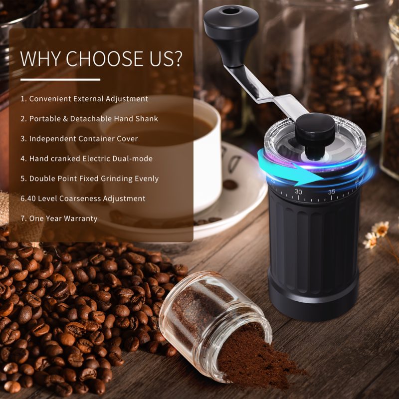 KMDJ-HC KLT New Arrival Manual Coffee Grinder Coffee Grinder Ceramic Burr Version with External Coarseness Adjustment RingSmart Coffee Maker For Household - Image 20