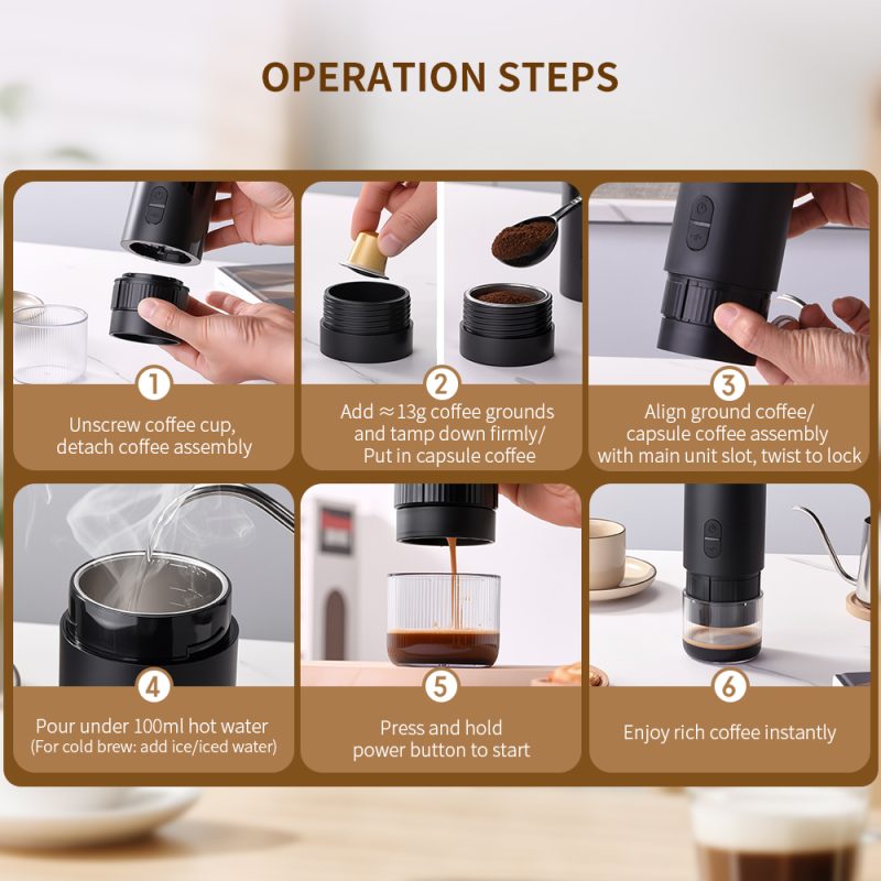 Portable Espresso Maker Electric for Travel Mini Coffee Machine KFJ-2S-S1201C1 Rechargeable Electric Coffee Maker Source Factory KELITONG - Image 4