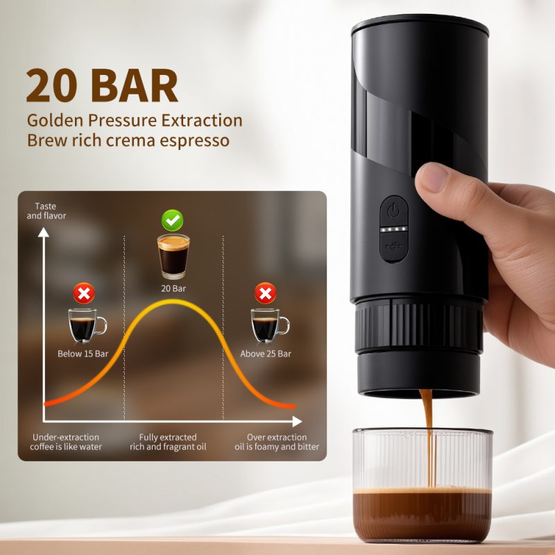 Portable Espresso Coffee Maker KFJ-1S-S1201C1 Rechargeable Electric Portable Espresso Machine Source Factory KELITONG - Image 6