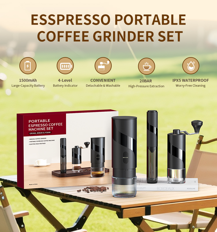 Mini Espresso Machine with Grinder Set Nespresso KGS-KFJ-1S-S1201C1 Portable for Home Small Espresso Machine with Pods with Milk Frother Set- KELITONG FACTORY