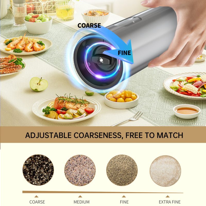 KYMQ-67C 2025 Rechargeable Salt And Pepper Grinder Set Adjustable Stainless Steel Salt And Pepper Mill - Image 2
