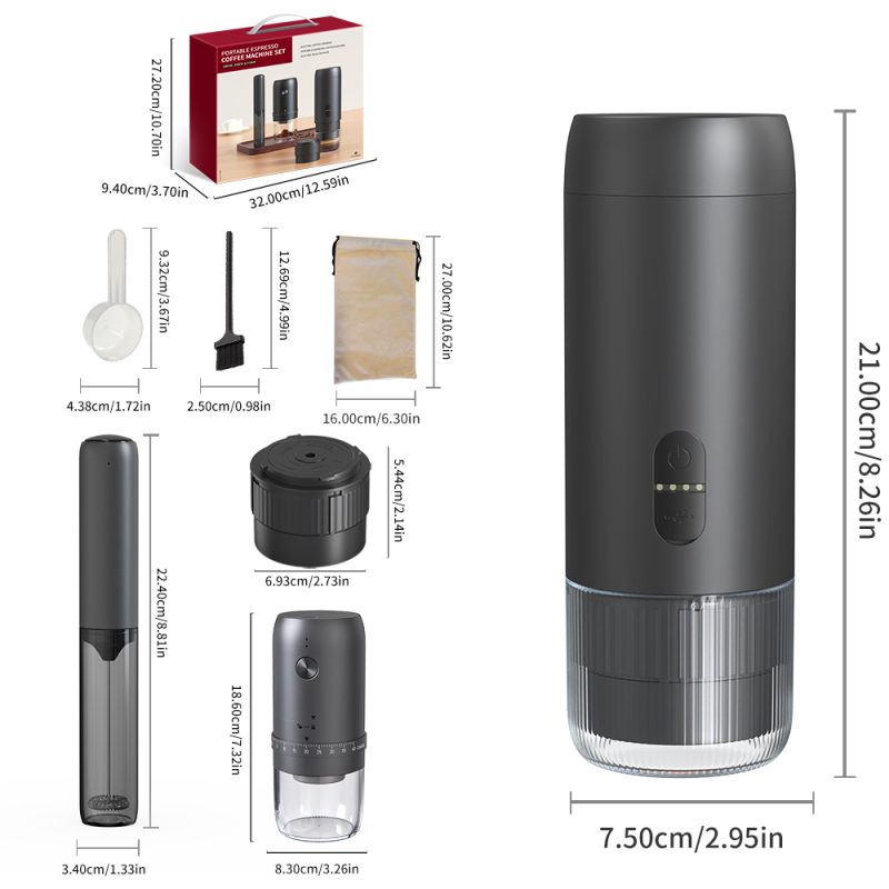 Traval Coffee Maker for Hotel Rechargeable Mini Electric Portable Coffee Machine for Car KGS-KFJ-2S-S1201C1 with Pods for Nespresso with Grinder& Milk Frother Set- KELITONG FACTORY - Image 5