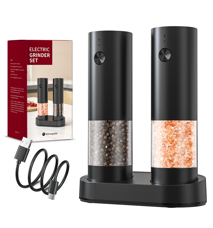 2025 Rechargeable Salt And Pepper Grinder Set Factory KYMQ-95C Large Volume Base Charging 2 pcs Set