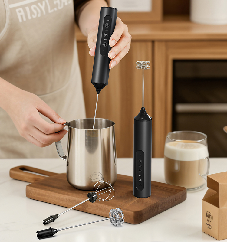 2025 Milk Frother New Arrival KJBQ-23X Rechargeable Electric Milk Frother Automatic Handheld Milk Frother Coffee Foamer Mixer Coffee 3 Gears of Speed Control - Image 4