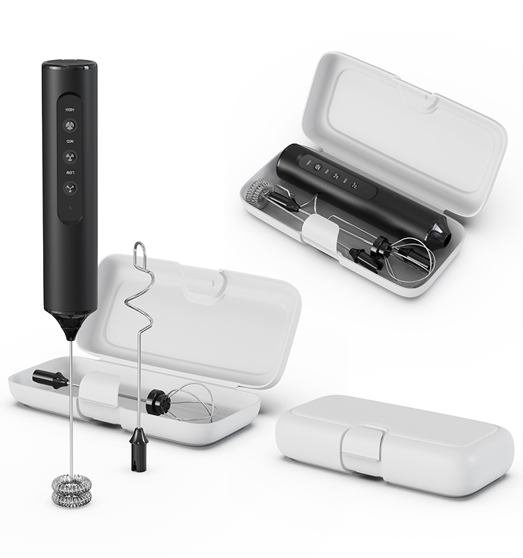 2025 Milk Frother New Arrival KJBQ-23X-BOX Portable Version Rechargeable Electric Milk Frother with Storage Base Automatic Handheld Milk Frother Coffee Foamer Mixer Coffee 3 Gears of Speed Control - Image 9