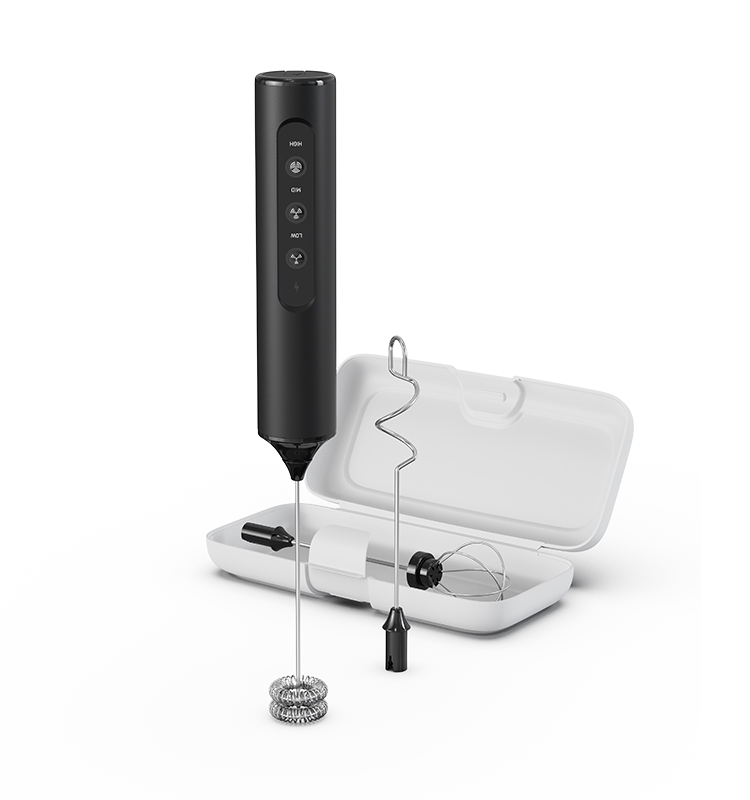 2025 Milk Frother New Arrival KJBQ-23X-BOX Portable Version Rechargeable Electric Milk Frother with Storage Base Automatic Handheld Milk Frother Coffee Foamer Mixer Coffee 3 Gears of Speed Control - Image 6