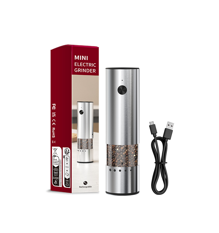 2025 Latest Mini Rechargeable Salt and Pepper Mill KYMQ-82A Stainless Steel Popular in Korea and Japan Pepper Grinder Factory And Manufacturer