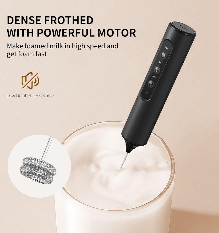 2025 Milk Frother New Arrival KJBQ-23X Rechargeable Electric Milk Frother Automatic Handheld Milk Frother Coffee Foamer Mixer Coffee 3 Gears of Speed Control - Image 11