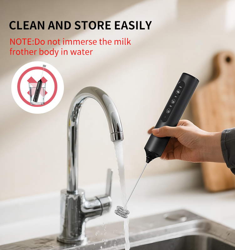 2025 Milk Frother New Arrival KJBQ-23X Rechargeable Electric Milk Frother Automatic Handheld Milk Frother Coffee Foamer Mixer Coffee 3 Gears of Speed Control - Image 10